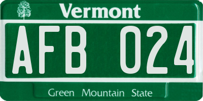 VT license plate AFB024