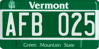 VT license plate AFB025