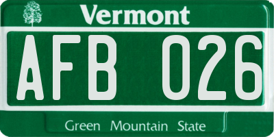 VT license plate AFB026