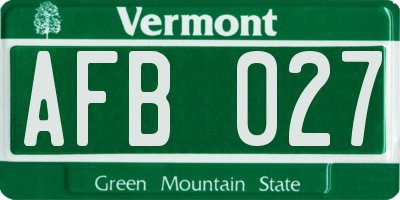 VT license plate AFB027