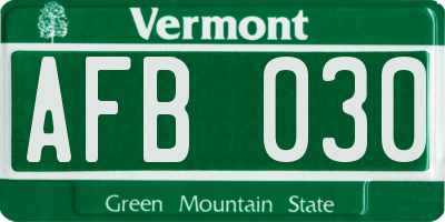 VT license plate AFB030