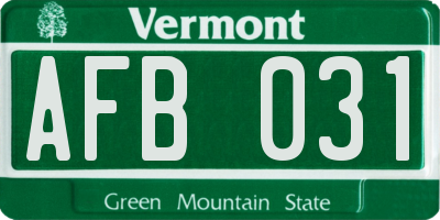 VT license plate AFB031