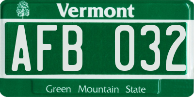 VT license plate AFB032
