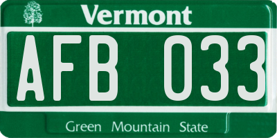 VT license plate AFB033