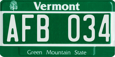 VT license plate AFB034