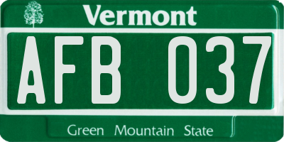 VT license plate AFB037