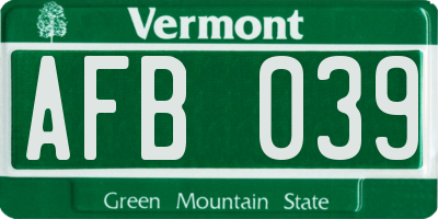 VT license plate AFB039