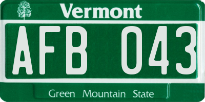 VT license plate AFB043