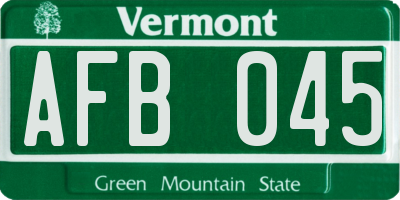 VT license plate AFB045