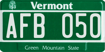 VT license plate AFB050