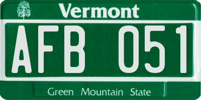 VT license plate AFB051