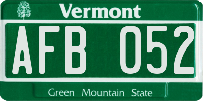 VT license plate AFB052