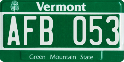 VT license plate AFB053