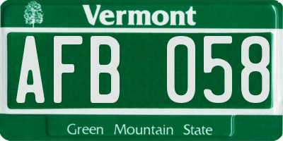 VT license plate AFB058