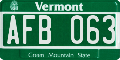 VT license plate AFB063