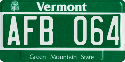 VT license plate AFB064