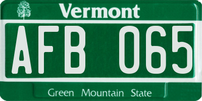 VT license plate AFB065