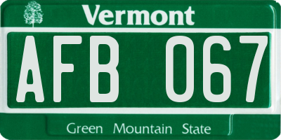 VT license plate AFB067