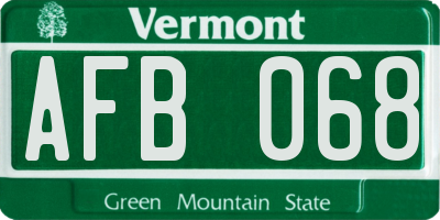 VT license plate AFB068