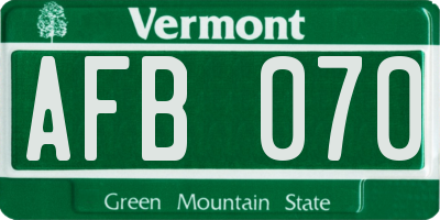 VT license plate AFB070