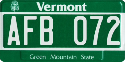 VT license plate AFB072
