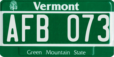 VT license plate AFB073