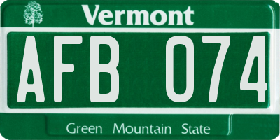 VT license plate AFB074