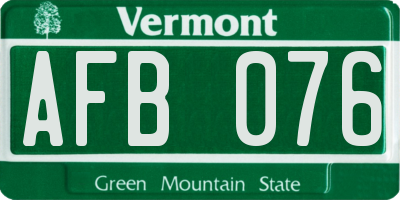VT license plate AFB076