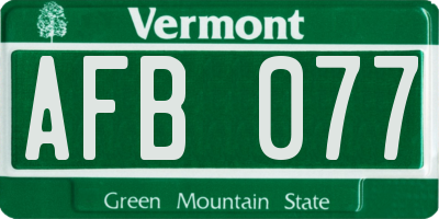 VT license plate AFB077
