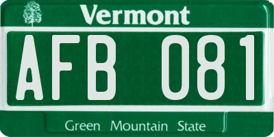 VT license plate AFB081