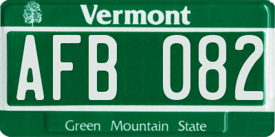 VT license plate AFB082