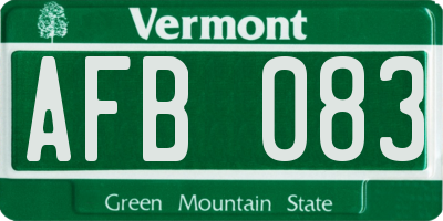 VT license plate AFB083