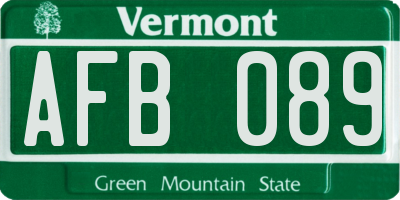 VT license plate AFB089