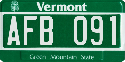 VT license plate AFB091