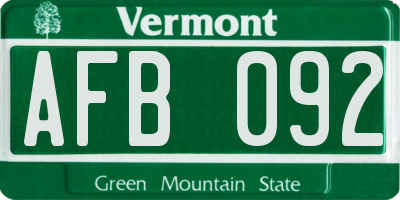 VT license plate AFB092