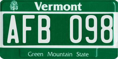 VT license plate AFB098