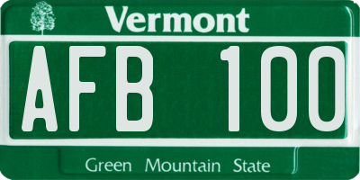VT license plate AFB100