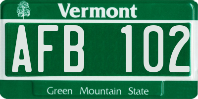 VT license plate AFB102