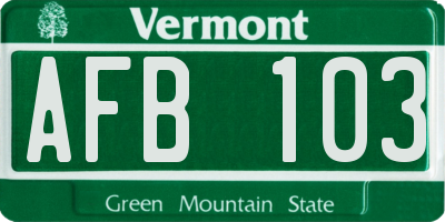 VT license plate AFB103