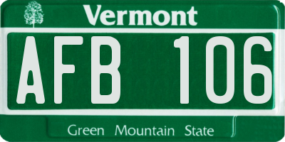 VT license plate AFB106