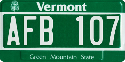 VT license plate AFB107