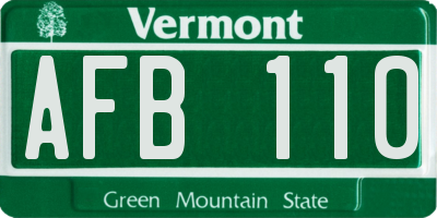 VT license plate AFB110