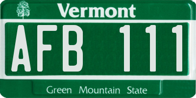 VT license plate AFB111