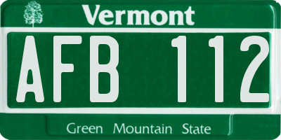 VT license plate AFB112