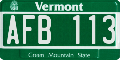 VT license plate AFB113