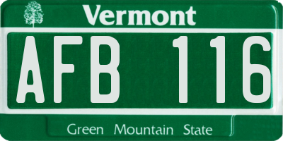 VT license plate AFB116
