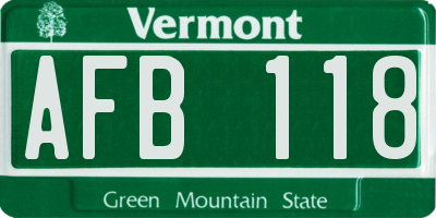 VT license plate AFB118