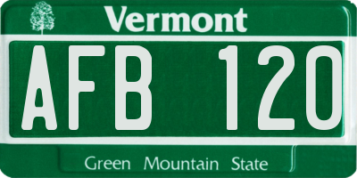 VT license plate AFB120