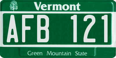 VT license plate AFB121