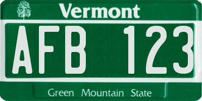 VT license plate AFB123